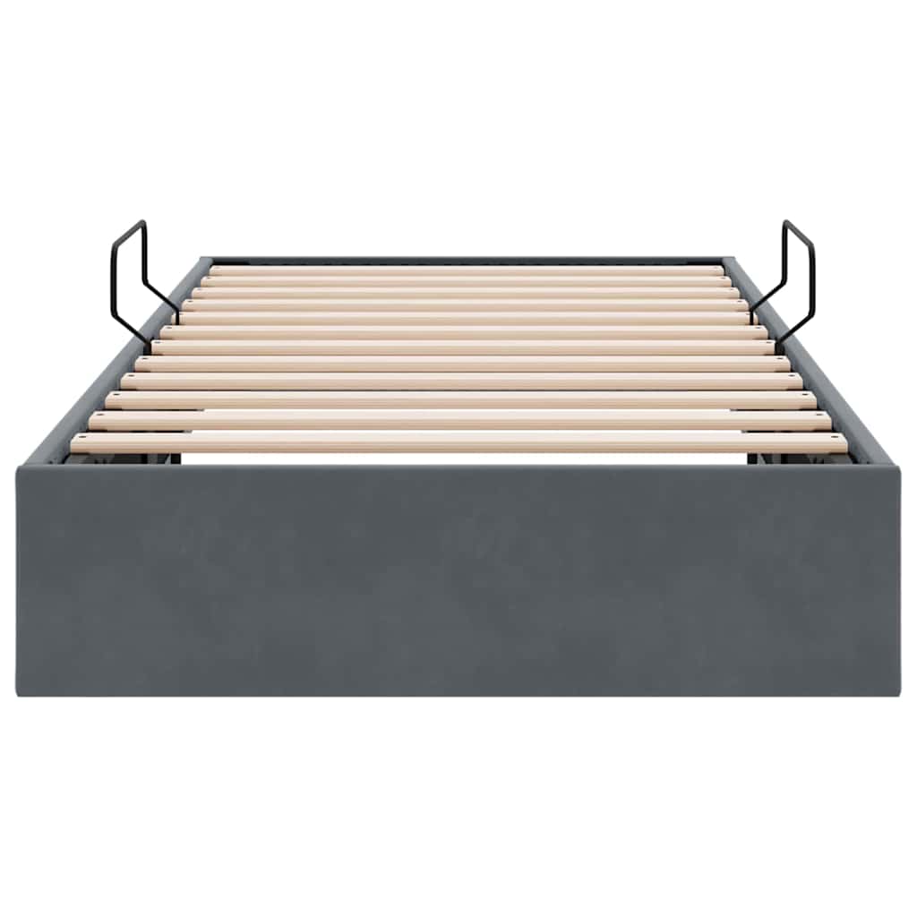 Storage Bed with Mattress Dark Grey 100 x 190 cm Velvet
