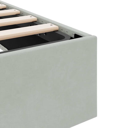 Storage Bed with Mattress Light Grey 100 x 203 cm Velvet