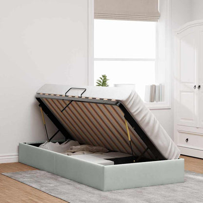 Storage Bed with Mattress Light Grey 100 x 203 cm Velvet