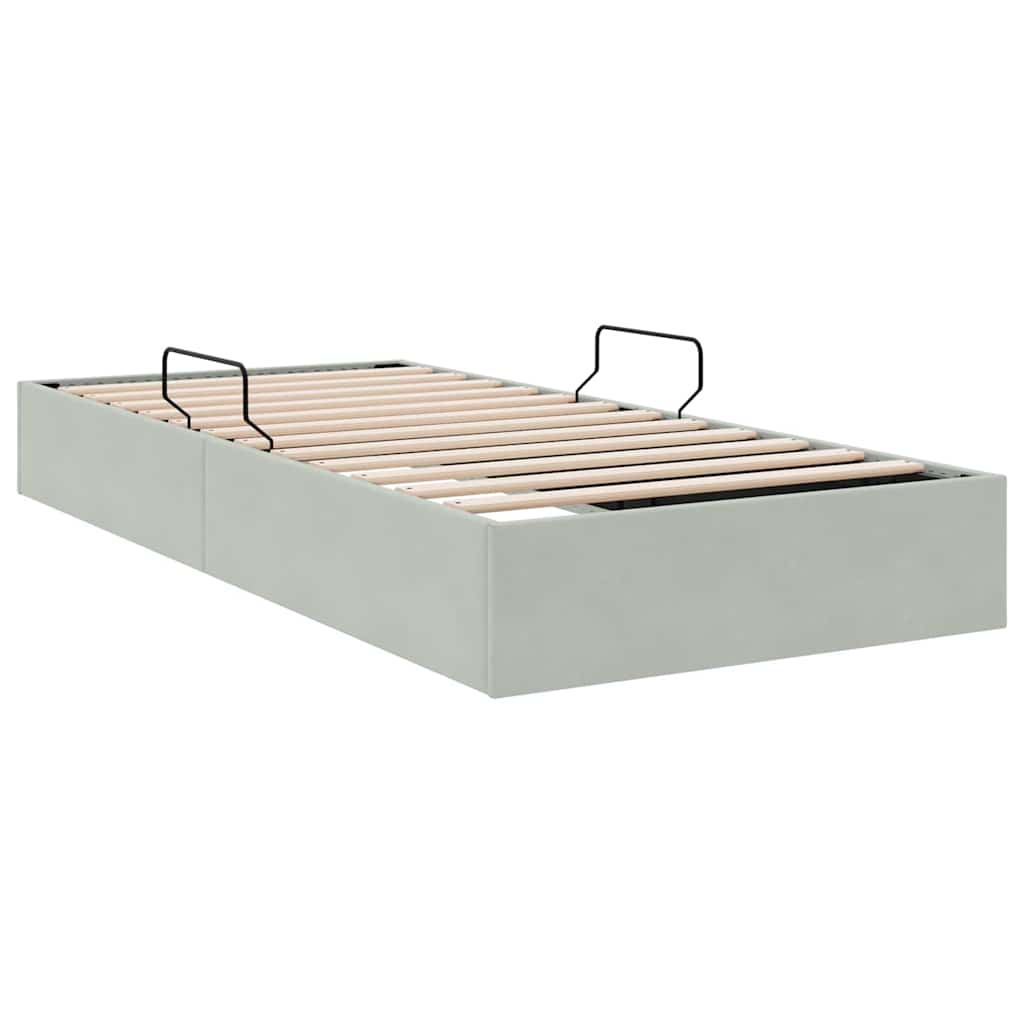 Storage Bed with Mattress Light Grey 100 x 203 cm Velvet