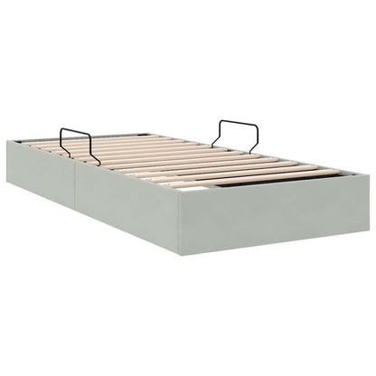 Storage Bed with Mattress Light Grey 100 x 203 cm Velvet