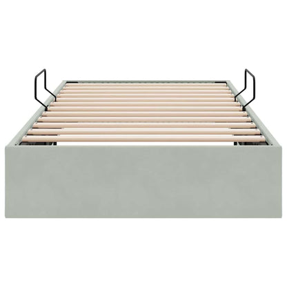 Storage Bed with Mattress Light Grey 100 x 203 cm Velvet