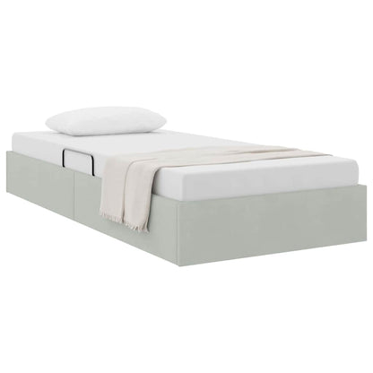 Storage Bed with Mattress Light Grey 100 x 203 cm Velvet
