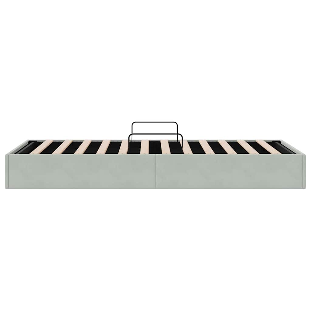 Storage Bed with Mattress Light Grey 100 x 203 cm Velvet
