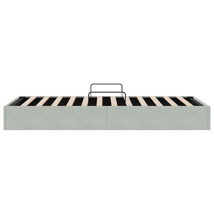 Storage Bed with Mattress Light Grey 100 x 203 cm Velvet