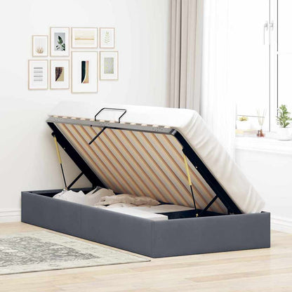 Storage Bed with Mattress Dark Grey 100 x 203 cm Velvet