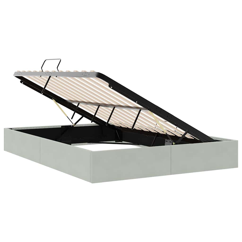 Storage Bed with Storage Light Grey 137 x 190 cm Velvet