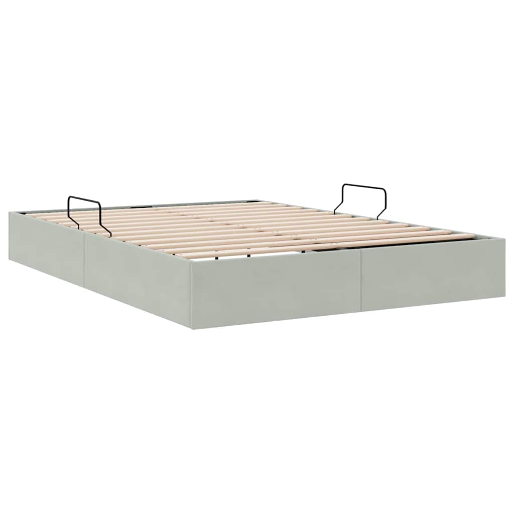 Storage Bed with Storage Light Grey 137 x 190 cm Velvet