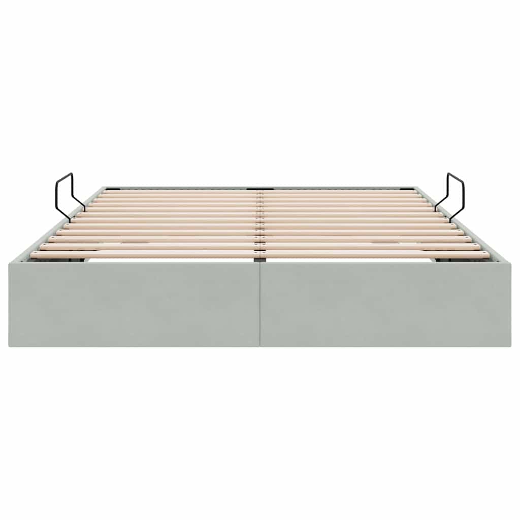 Storage Bed with Storage Light Grey 137 x 190 cm Velvet