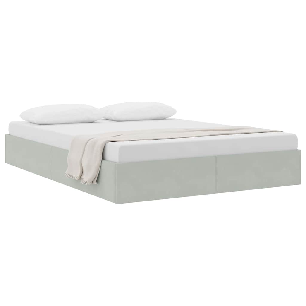 Storage Bed with Storage Light Grey 137 x 190 cm Velvet