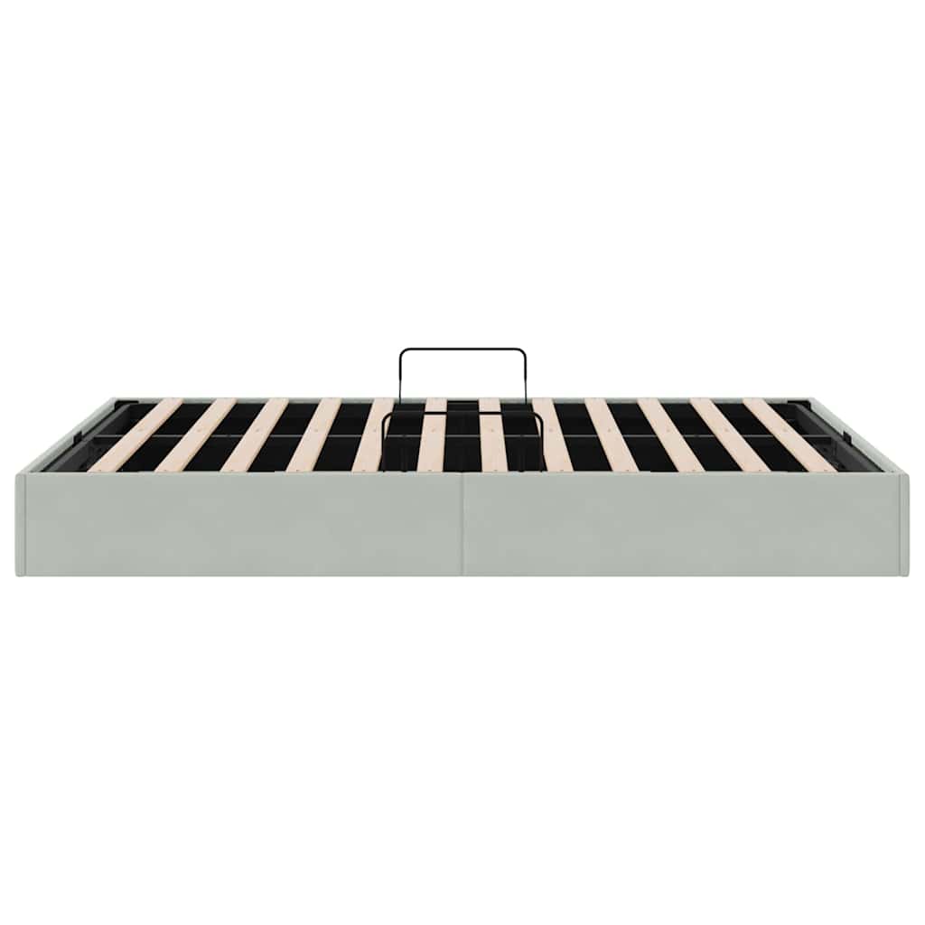 Storage Bed with Storage Light Grey 137 x 190 cm Velvet