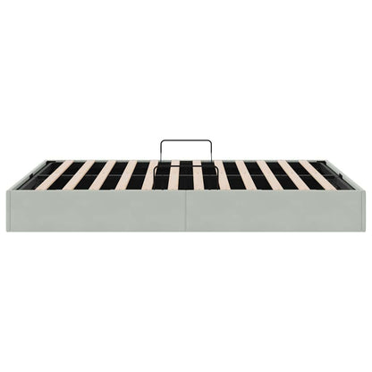 Storage Bed with Storage Light Grey 137 x 190 cm Velvet