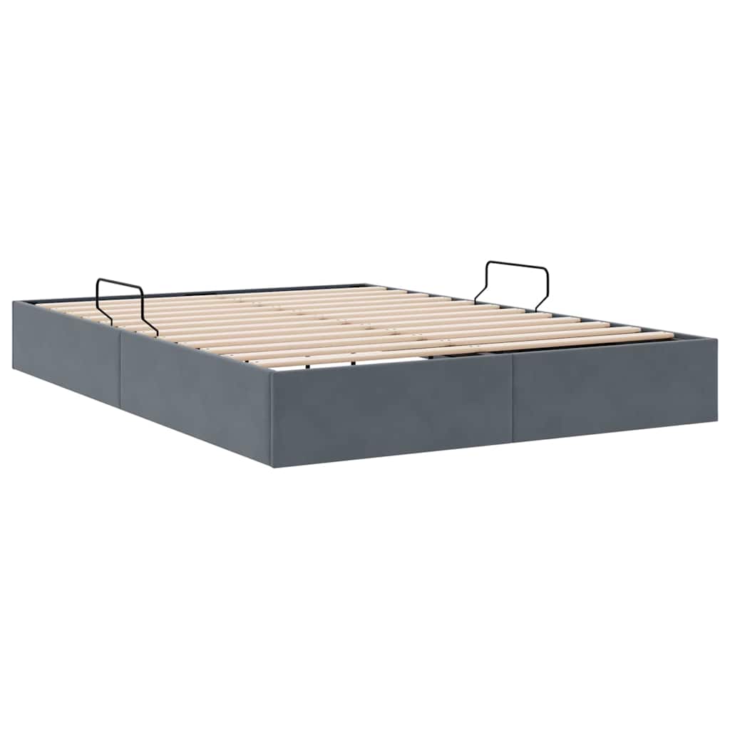 Storage Bed with Storage Dark Grey 137 x 190 cm Velvet