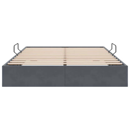 Storage Bed with Storage Dark Grey 137 x 190 cm Velvet
