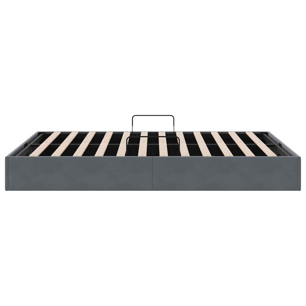 Storage Bed with Storage Dark Grey 137 x 190 cm Velvet