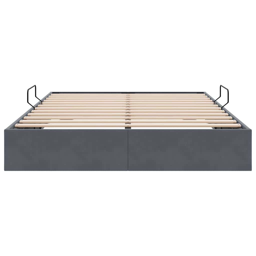 Storage Bed with Storage Dark Grey 153 x 203 cm Velvet
