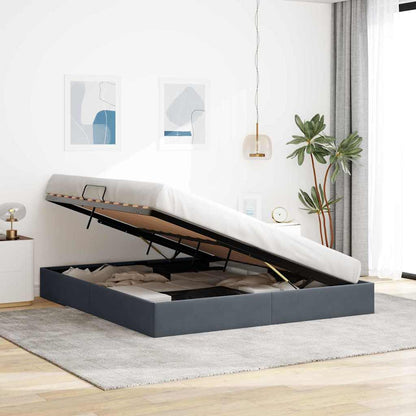 Storage Bed with Storage Dark Grey 193 x 203 cm Velvet