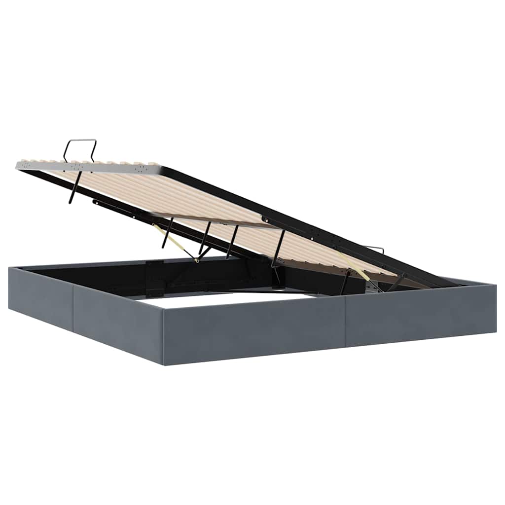 Storage Bed with Storage Dark Grey 193 x 203 cm Velvet