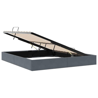 Storage Bed with Storage Dark Grey 193 x 203 cm Velvet