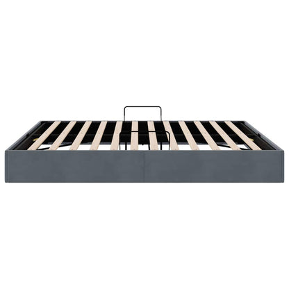 Storage Bed with Storage Dark Grey 193 x 203 cm Velvet