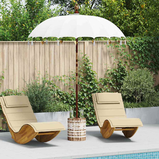 Balinese Parasol with Base Cream and White 190 x 190 x 250 cm