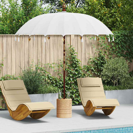 Balinese Parasol with Base Cream and Natual 220 x 220 x 250 cm