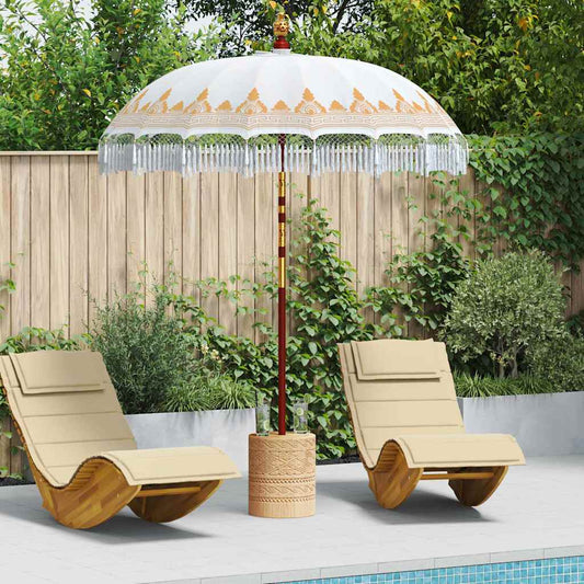 Balinese Parasol with Base Cream 185 x 185 x 260 cm