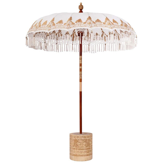Balinese Parasol with Base Cream 185 x 185 x 260 cm