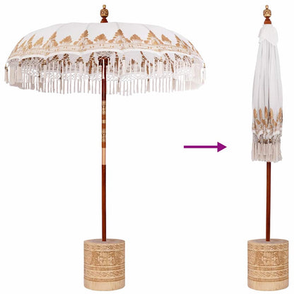 Balinese Parasol Cream 180-190 cm Cotton and solid wood