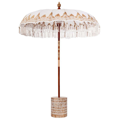 Balinese Parasol Cream 180-190 cm Cotton and solid wood