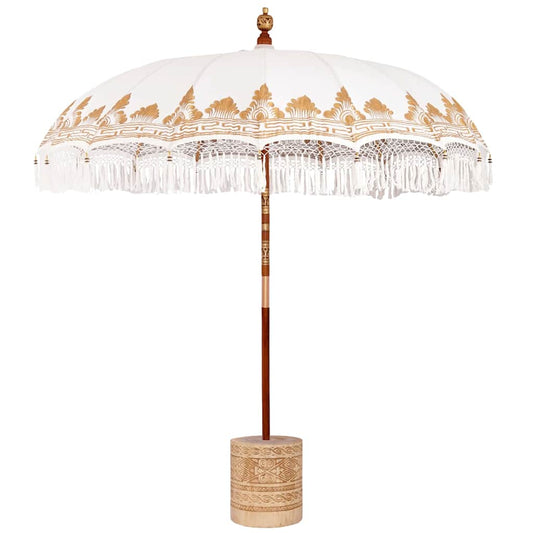 Balinese Parasol with Base Cream 215 x 215 x 260 cm