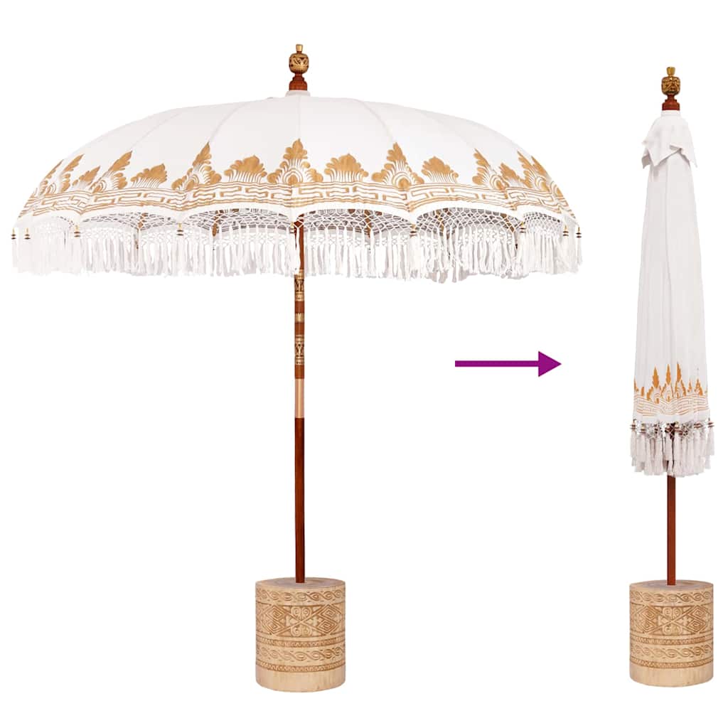 Balinese Parasol Cream 215 x 215 x 260 cm Cotton and solid wood