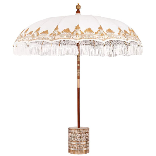 Balinese Parasol with Base Cream 215 x 215 x 260 cm