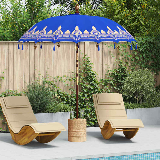 Balinese Parasol with Base Blue 215 x 215 x 260 cm