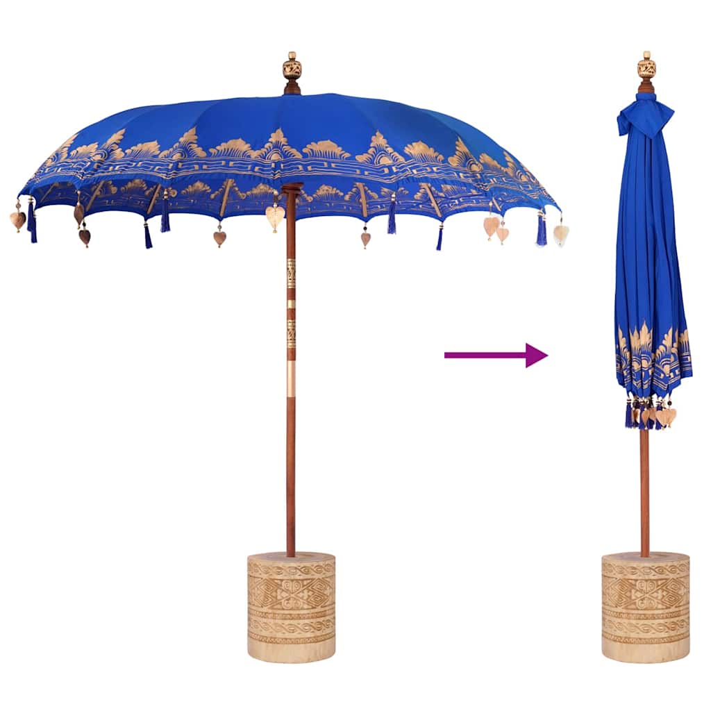 Balinese Parasol Blue 215 x 215 x 260 cm Cotton and solid wood