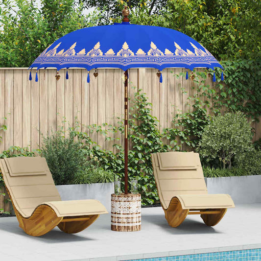Balinese Parasol with Base Blue 215 x 215 x 260 cm