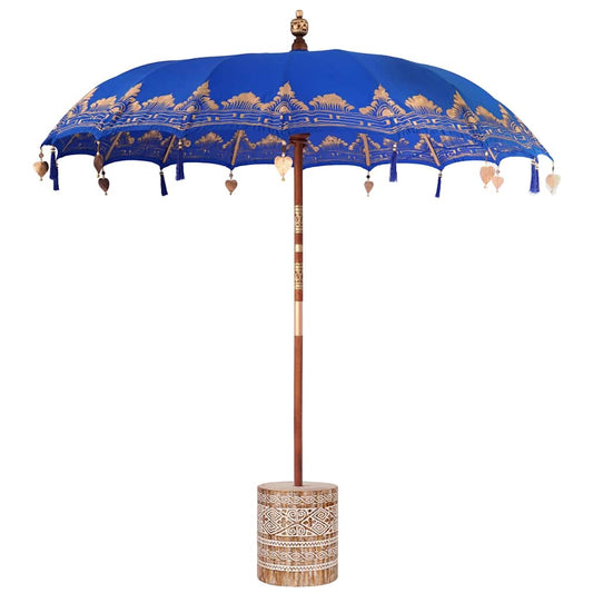 Balinese Parasol with Base Blue 215 x 215 x 260 cm