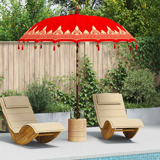 Balinese Parasol Red 215 x 215 x 260 cm Cotton and solid wood