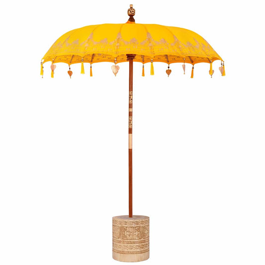 Balinese Parasol with Base Yellow 185 x 185 x 260 cm