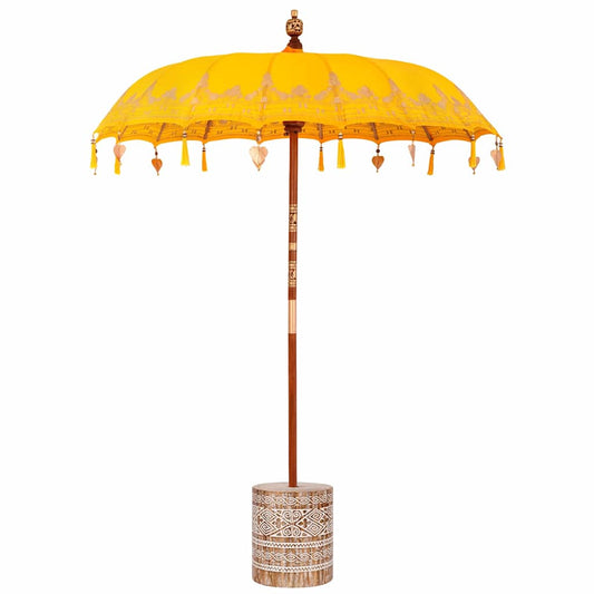 Balinese Parasol with Base Yellow 185 x 185 x 260 cm