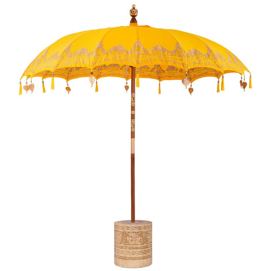 Balinese Parasol with Base Yellow 215 x 215 x 260 cm