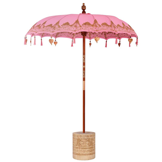 Balinese Parasol with Base Pink 185 x 185 x 260 cm