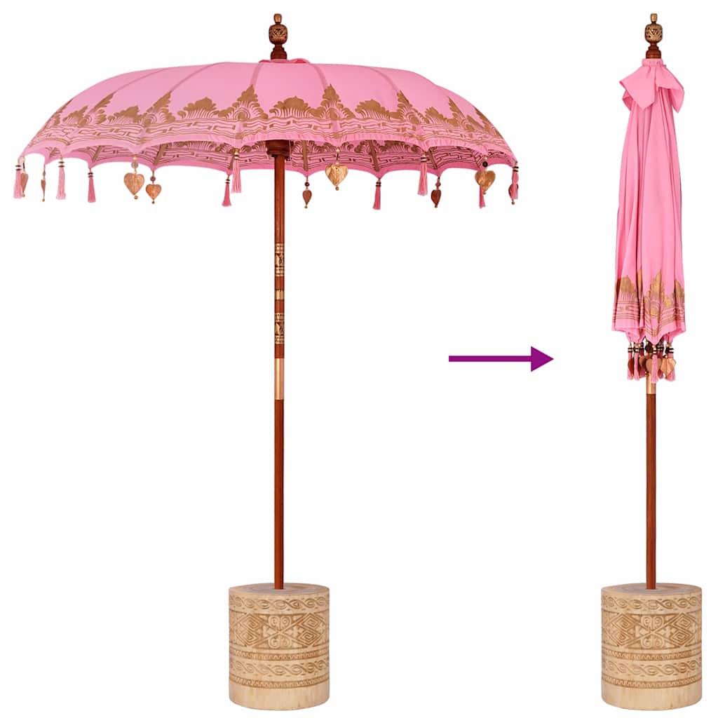 Balinese Parasol Pink 180-190 cm Cotton and solid wood