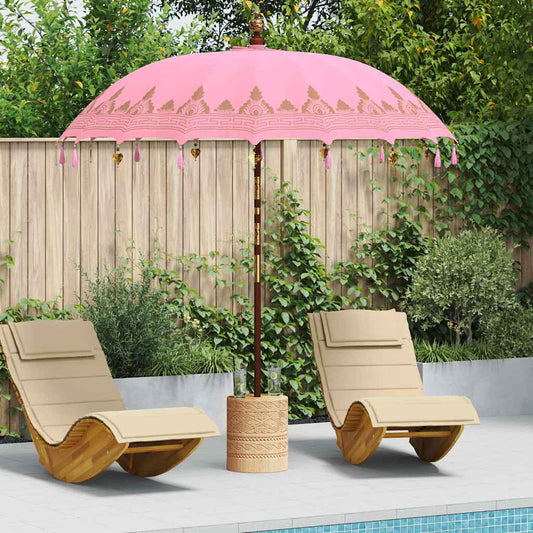 Balinese Parasol with Base Pink 215 x 215 x 260 cm