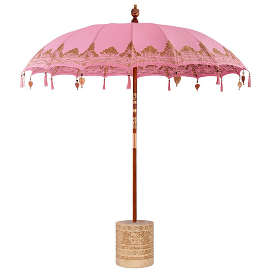 Balinese Parasol with Base Pink 215 x 215 x 260 cm