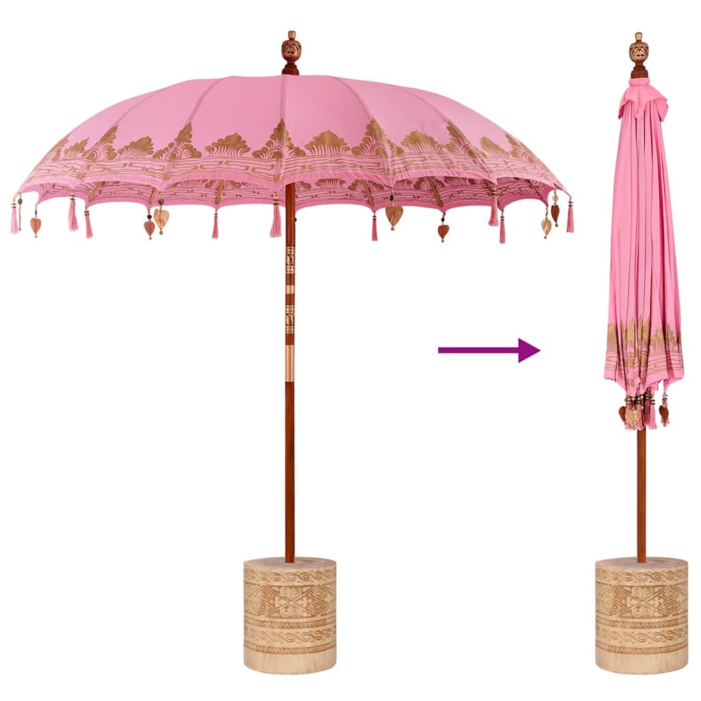 Balinese Parasol Pink 215 x 215 x 260 cm Cotton and solid wood