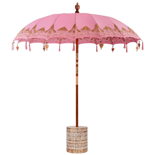 Balinese Parasol with Base Pink 215 x 215 x 260 cm