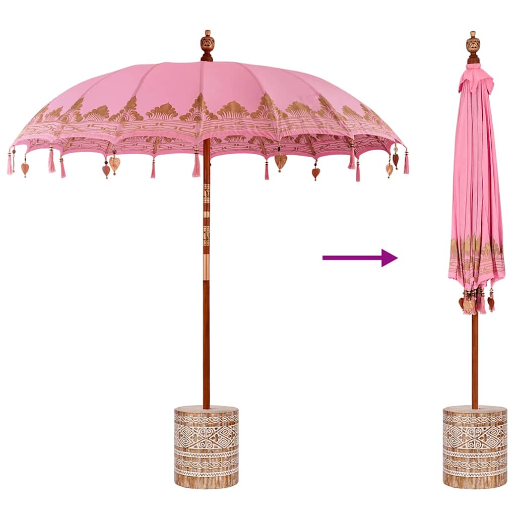 Balinese Parasol Pink 215 x 215 x 260 cm Cotton and solid wood