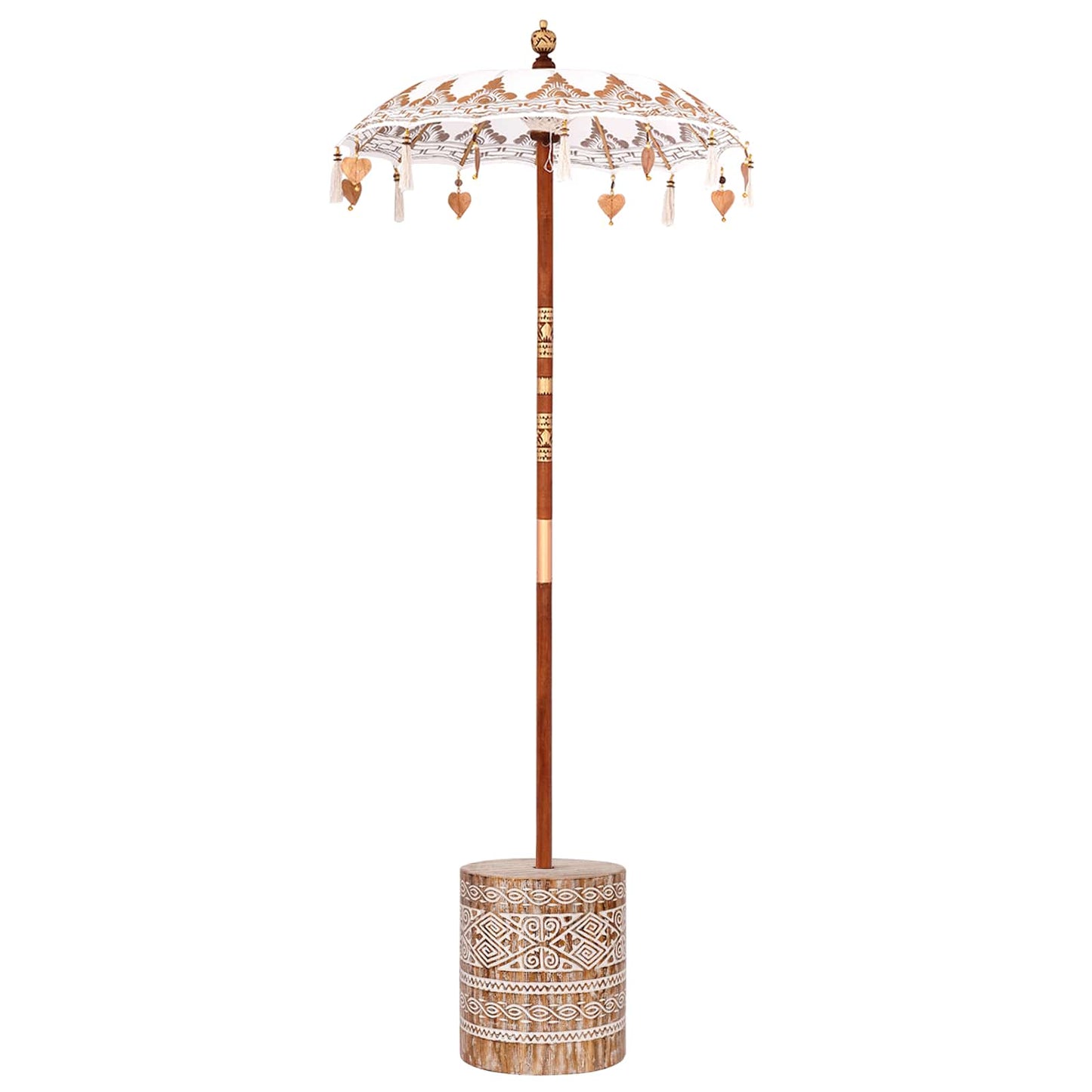 Balinese Parasol Cream 95 x 95 x 260 cm Cotton and solid wood