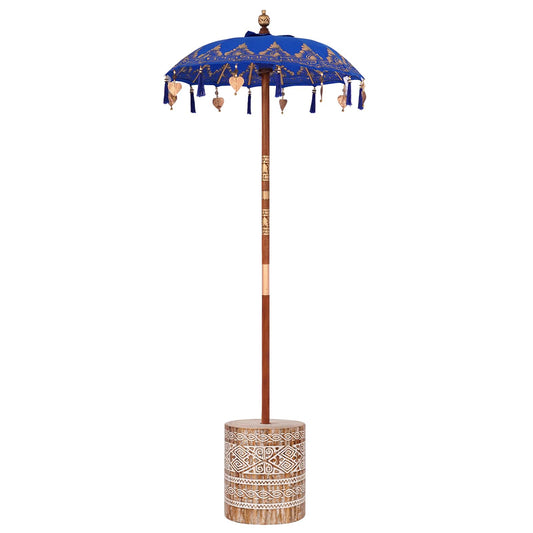 Balinese Parasol with Base Blue 95 x 95 x 260 cm
